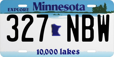 MN license plate 327NBW