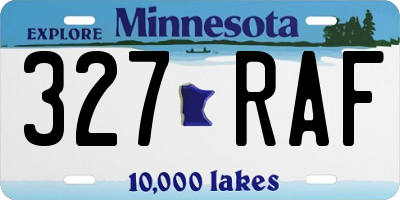 MN license plate 327RAF
