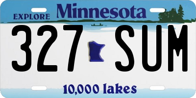 MN license plate 327SUM