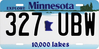 MN license plate 327UBW