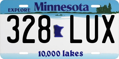 MN license plate 328LUX