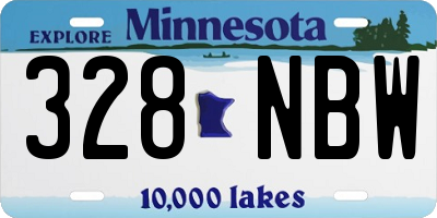 MN license plate 328NBW