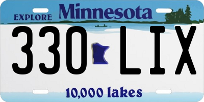 MN license plate 330LIX