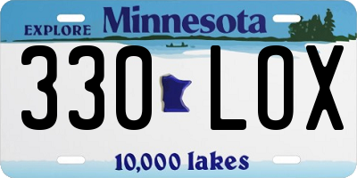 MN license plate 330LOX
