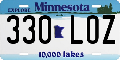 MN license plate 330LOZ