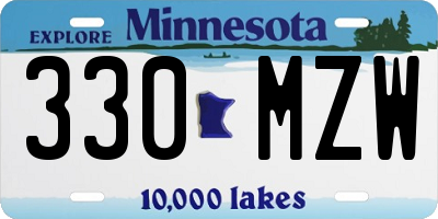 MN license plate 330MZW