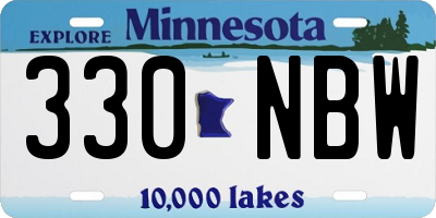 MN license plate 330NBW