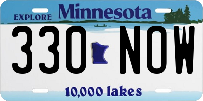 MN license plate 330NOW