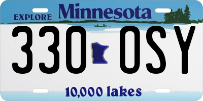 MN license plate 330OSY