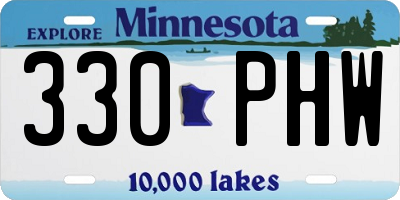 MN license plate 330PHW