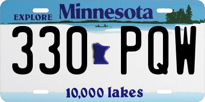MN license plate 330PQW