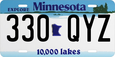MN license plate 330QYZ