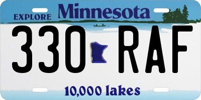 MN license plate 330RAF