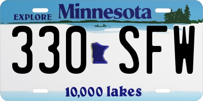 MN license plate 330SFW