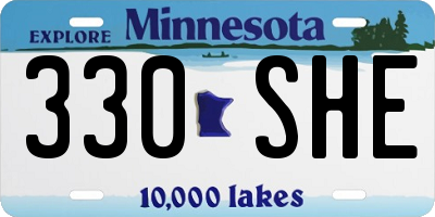 MN license plate 330SHE