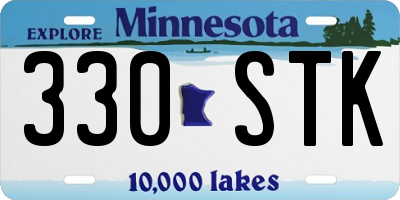 MN license plate 330STK