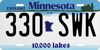 MN license plate 330SWK