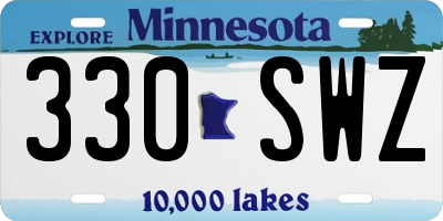MN license plate 330SWZ