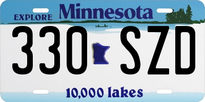 MN license plate 330SZD