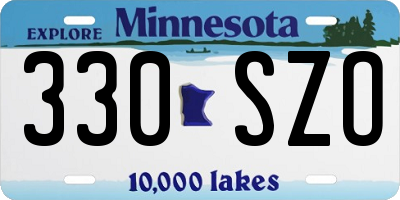 MN license plate 330SZO