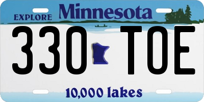 MN license plate 330TOE
