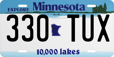 MN license plate 330TUX