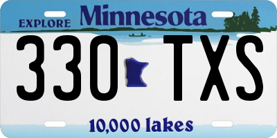 MN license plate 330TXS
