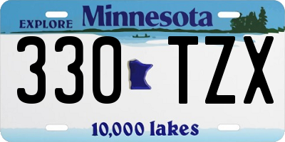 MN license plate 330TZX