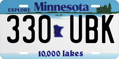 MN license plate 330UBK