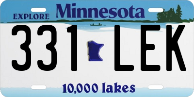 MN license plate 331LEK