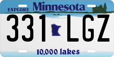 MN license plate 331LGZ
