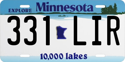 MN license plate 331LIR