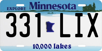 MN license plate 331LIX