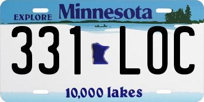 MN license plate 331LOC