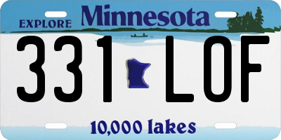 MN license plate 331LOF