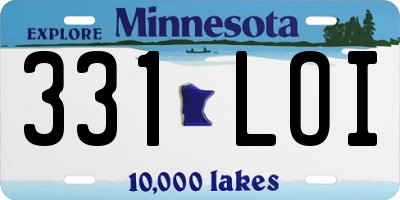 MN license plate 331LOI