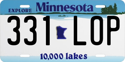 MN license plate 331LOP
