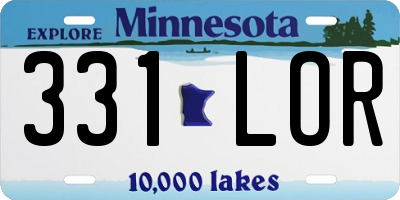MN license plate 331LOR