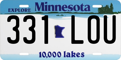 MN license plate 331LOU