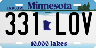 MN license plate 331LOV