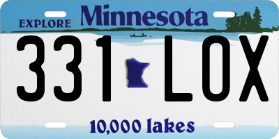 MN license plate 331LOX