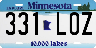 MN license plate 331LOZ