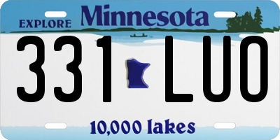 MN license plate 331LUO