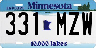 MN license plate 331MZW