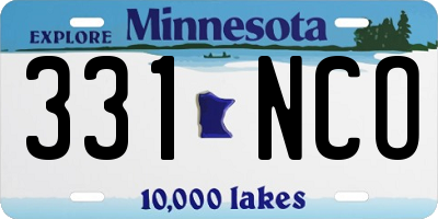 MN license plate 331NCO