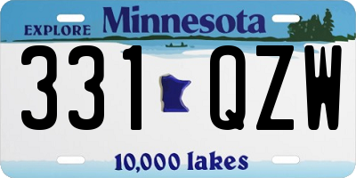 MN license plate 331QZW