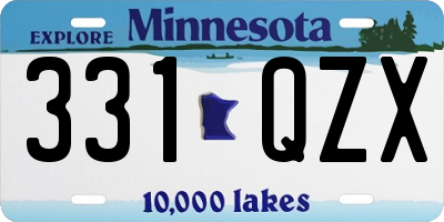 MN license plate 331QZX