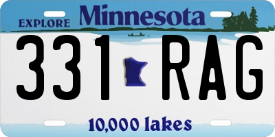 MN license plate 331RAG