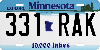 MN license plate 331RAK