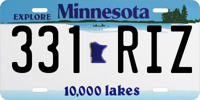 MN license plate 331RIZ